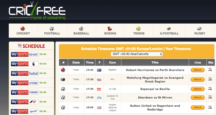 Free Sports Streaming Cricfree