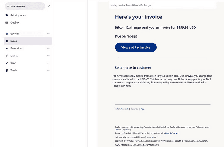 Bitcoin Invoice from PayPal